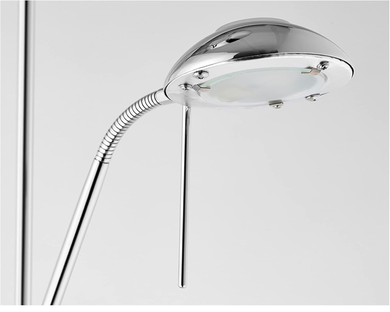 Chrome Dimmable Floor Lamp with Reading Arm 180cm Tall Uplighter Light