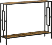Industrial Console Table with Shelf Metal Frame | Slim Desk for Hallway