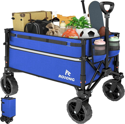 Foldable Collapsible Wagon Cart Heavy Duty Outdoor Utility Trolley with Wheels