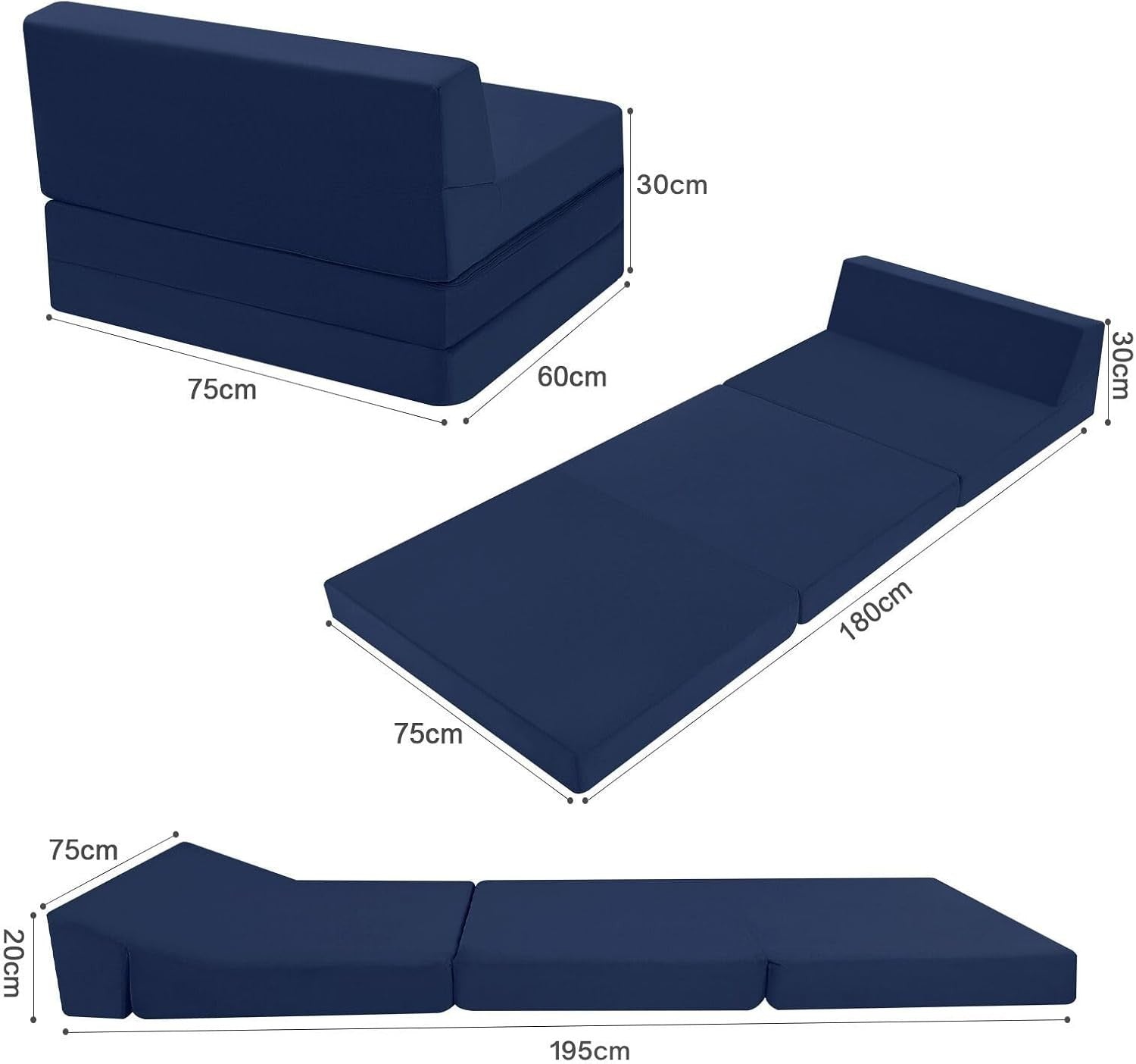 Folding Sofa Bed Chair Z Foam Mattress Guest Single Futon Travel