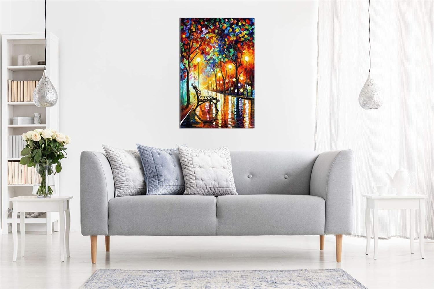 Large Canvas Wall Art Autumn Park Tree Painting Living Room Home Decor 18x12