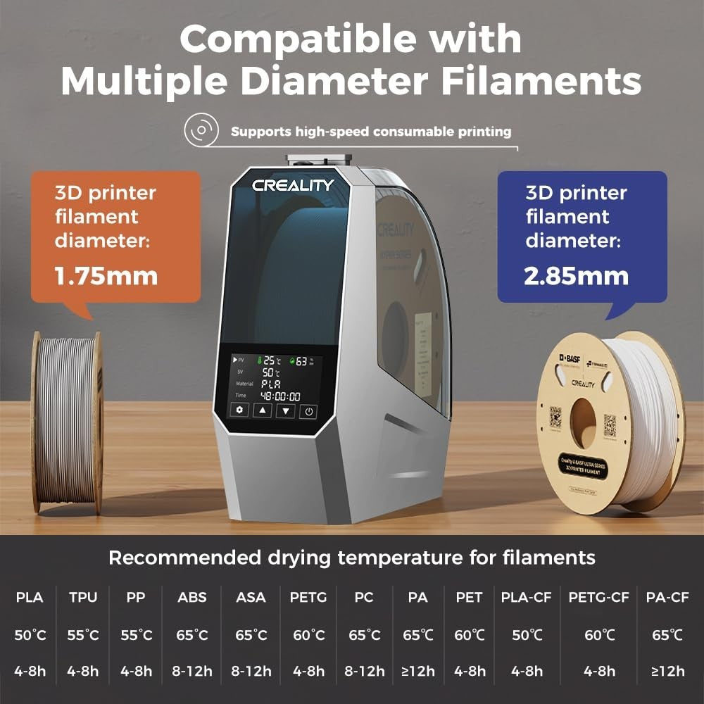 Filament Dryer Box 360° Heating One-Key 48h Timer 1KG Spool