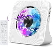 Desktop CD Player Bluetooth Speakers FM Radio USB AUX Remote LCD White