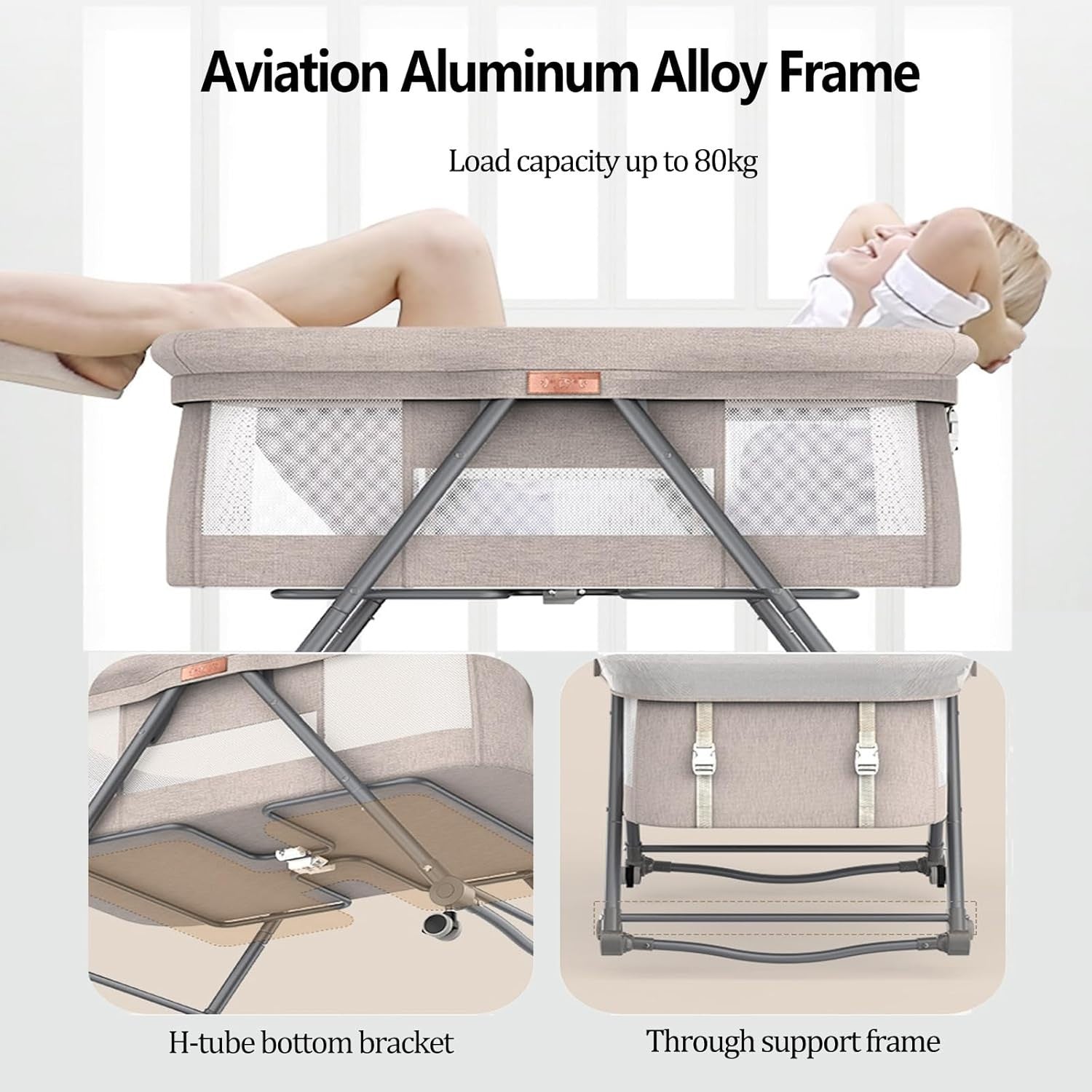 Baby Bedside Sleeper Co-Sleeping Crib Bassinet w/ Mattress Breathable Mesh Green
