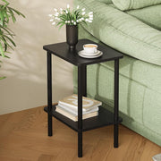 Black 2-Tier Narrow Side Table with Storage Shelf – Slim Bedside End Table