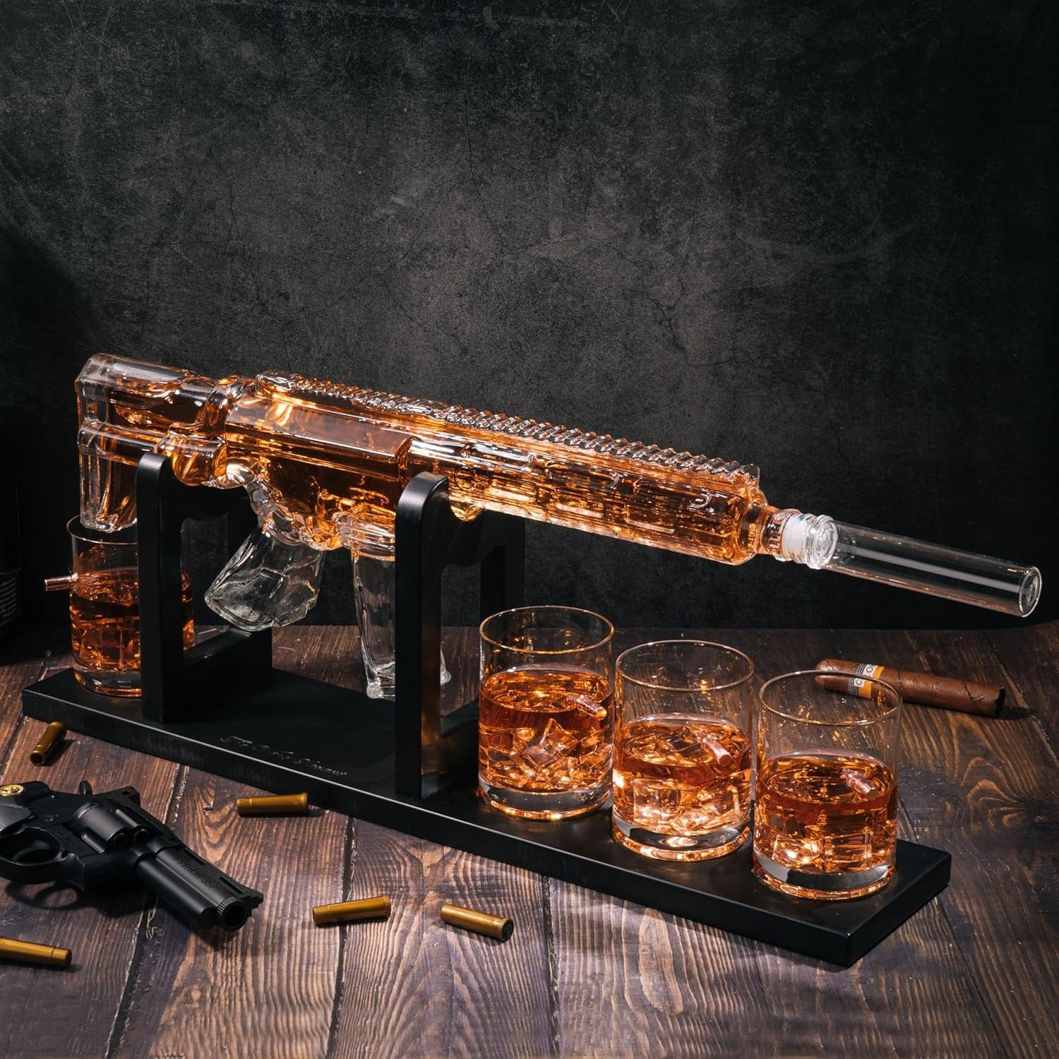 AR15 Style Whiskey Decanter Set with Bullet Glasses Gift for Men 800ml