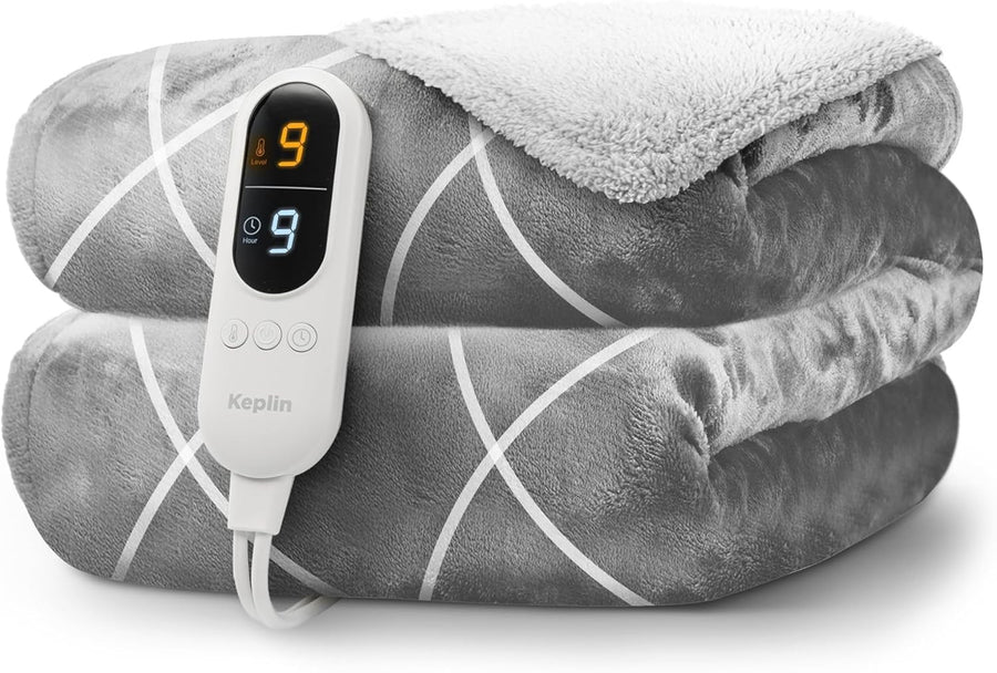 Electric Heated Throw Blanket Large Sherpa Fleece 9 Heat Settings