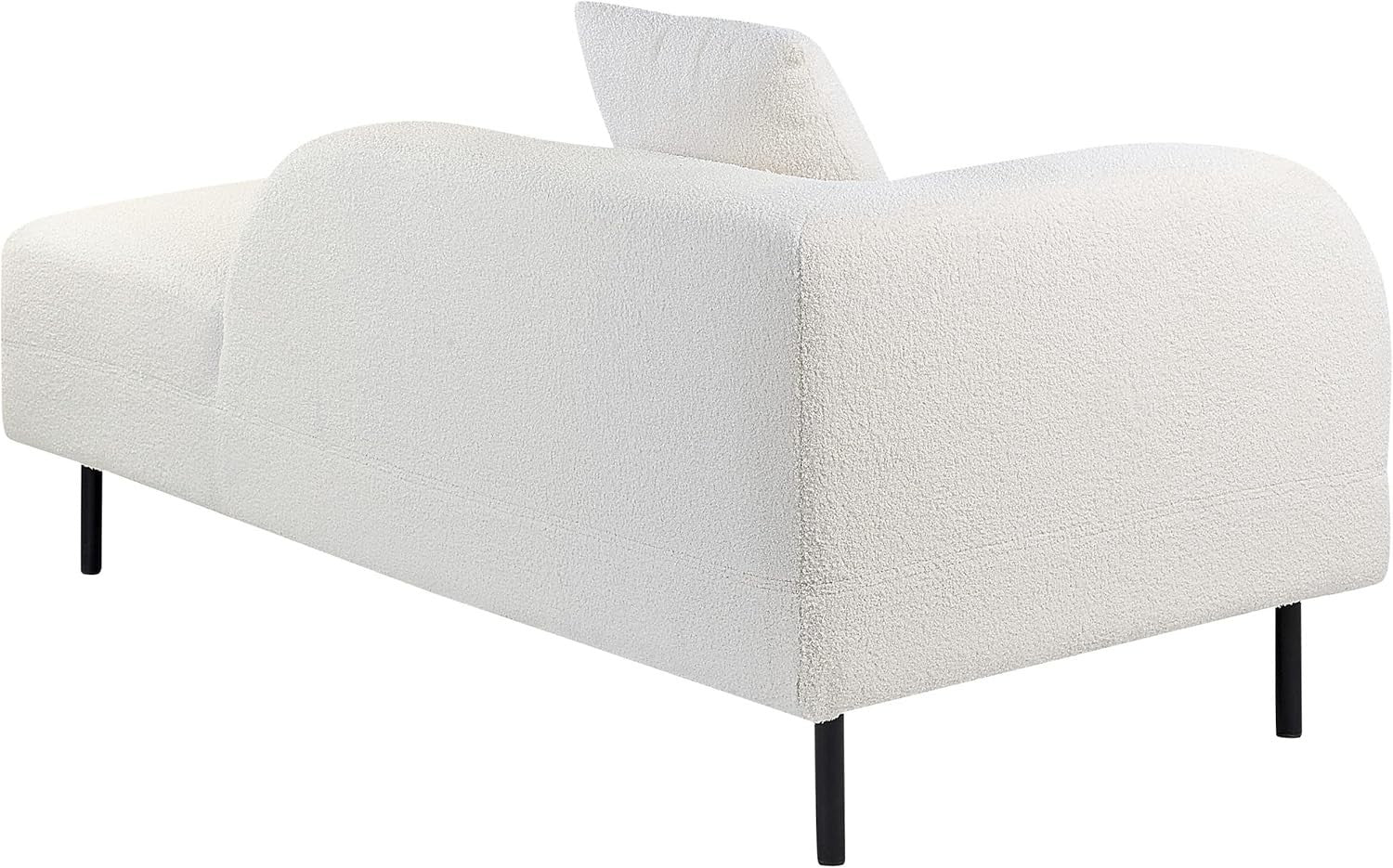 Retro White Boucle Chaise Lounge Left Hand Sofa Modern Curved Back Armrest