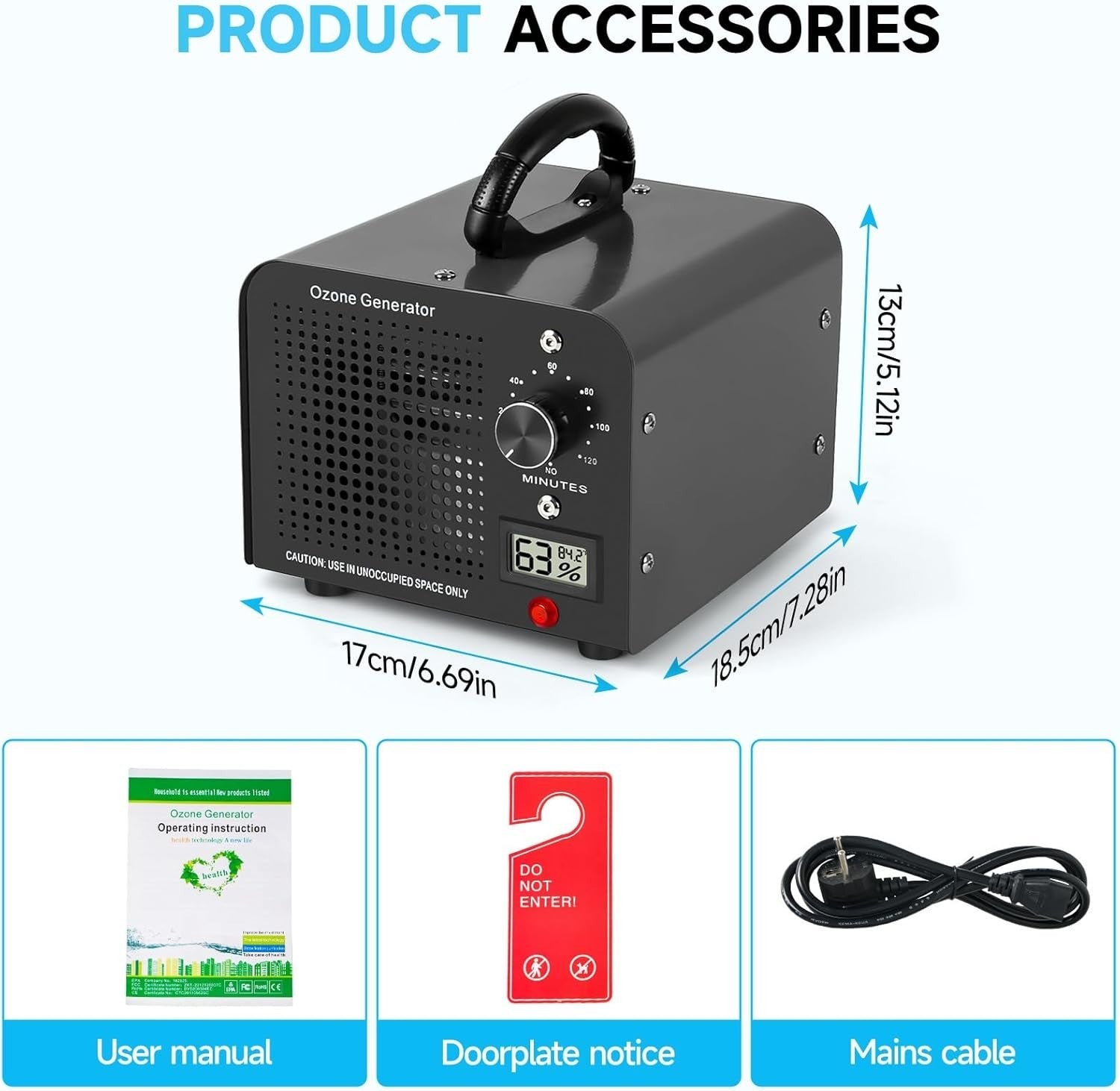 60000mg Ozone Generator Large Room Odor Remover Timer Garage Home 320㎡