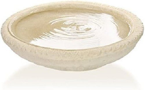 Ivory Stone Bird Bath Bowl 38cm | Round Garden Water Feature Outdoor Decor