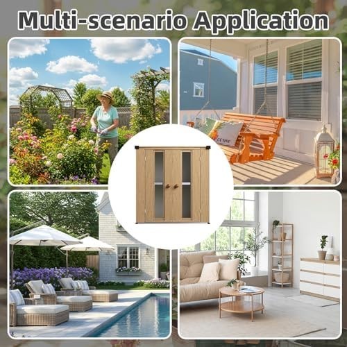 Metal Garden Storage Cabinet Outdoor Shed with Shelves & Windows Brown