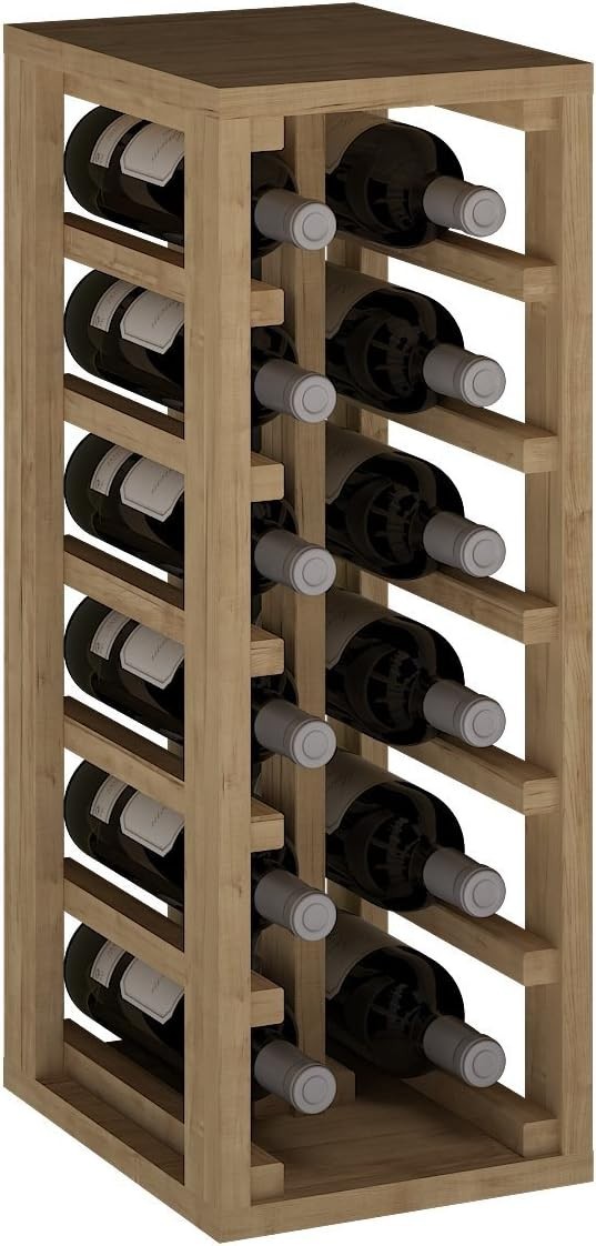Pine Wine Rack for 12 Bottles – Light Oak Finish | Compact Floor Stand
