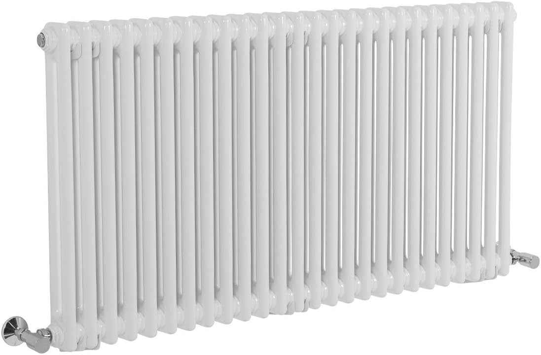 Double Column Horizontal Radiator 600x1190mm White Cast Iron Style