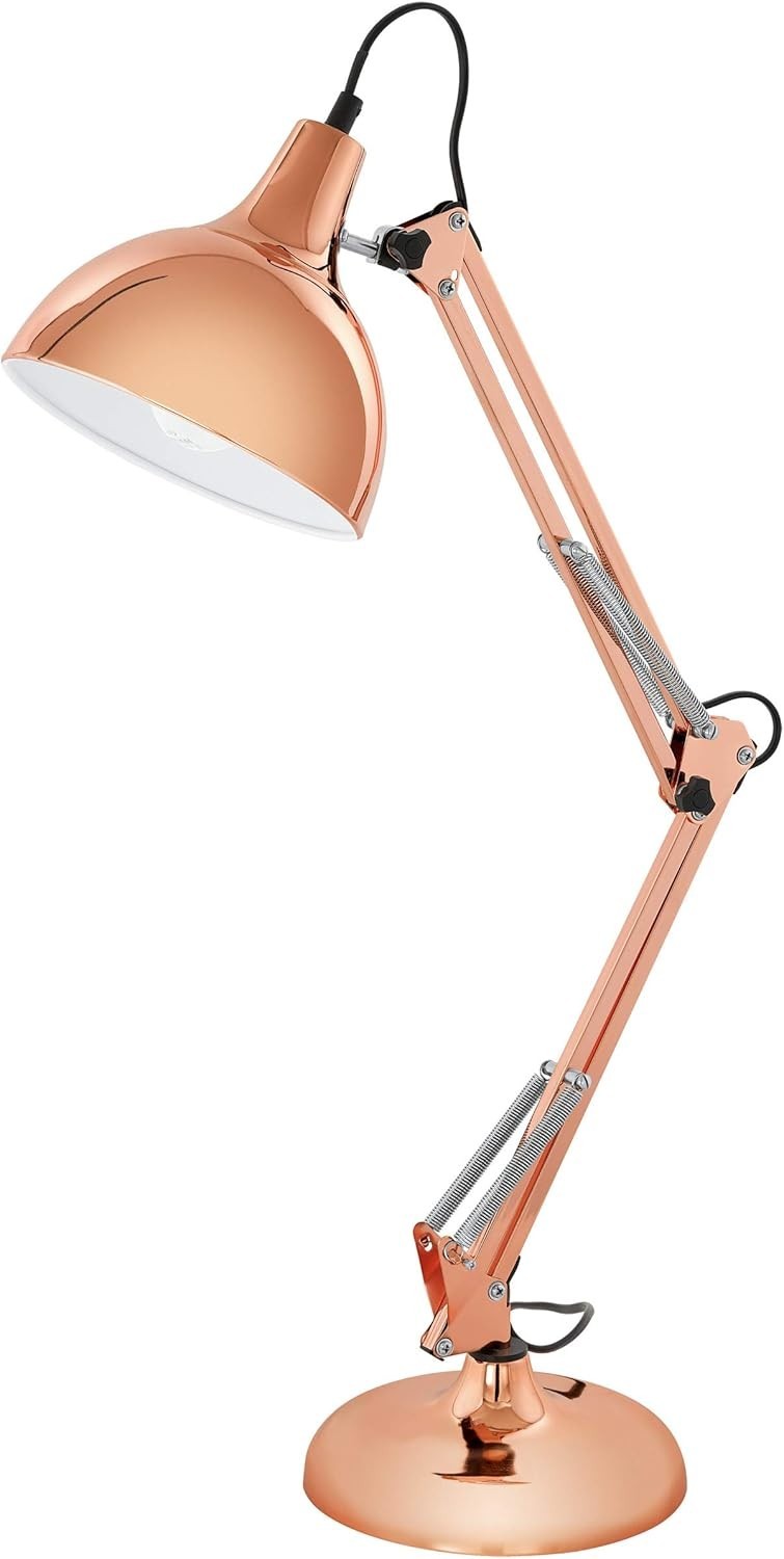 Adjustable Vintage Copper Desk Lamp with E27 Socket & Switch, 71cm