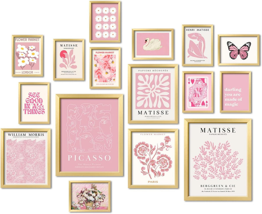 Pink Gallery Wall Art 16pc 11x14in Matisse Style Poster Set