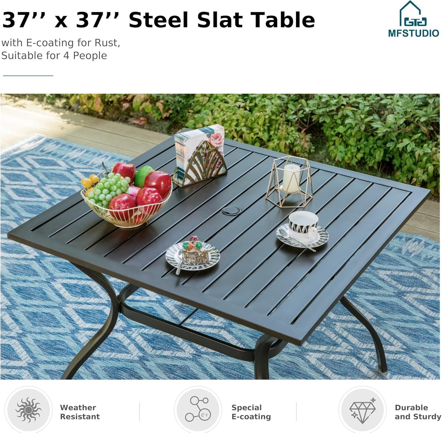 5 Piece Outdoor Rattan Dining Set Garden Table Chairs Patio Furniture Set