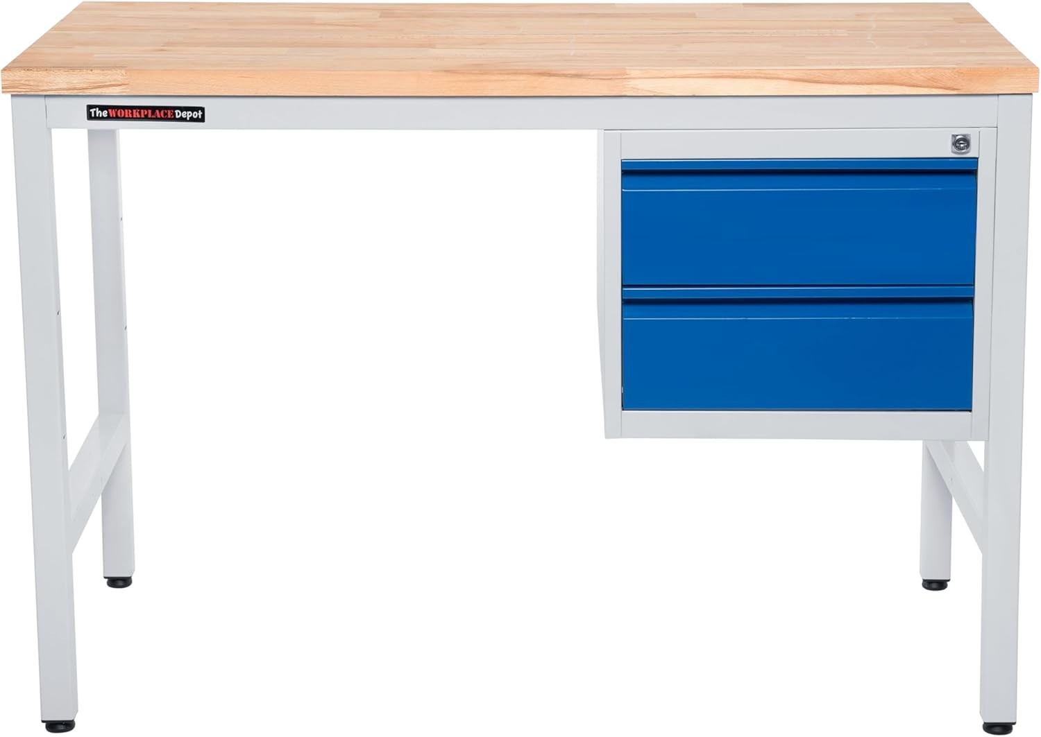 Metal Workbench 150kg Steel Frame with 30mm Wood Top Adjustable Feet 1200mm