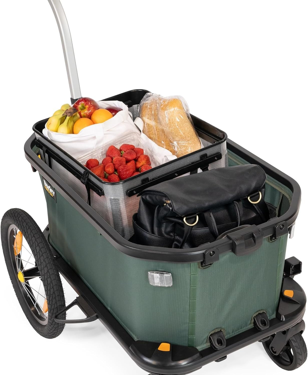 Cargo Bike Trailer Stroller Wagon Foldable Heavy Duty Transport Cart Emerald