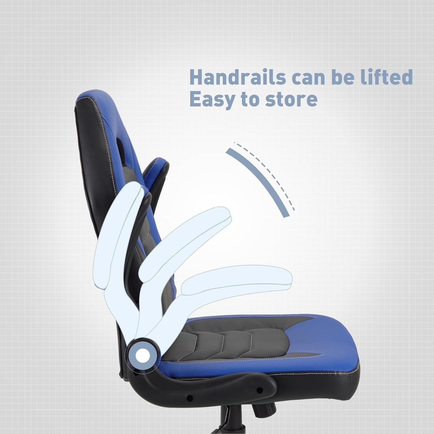 Ergonomic Gaming Chair Flip-Up Arms Faux Leather Swivel Blue