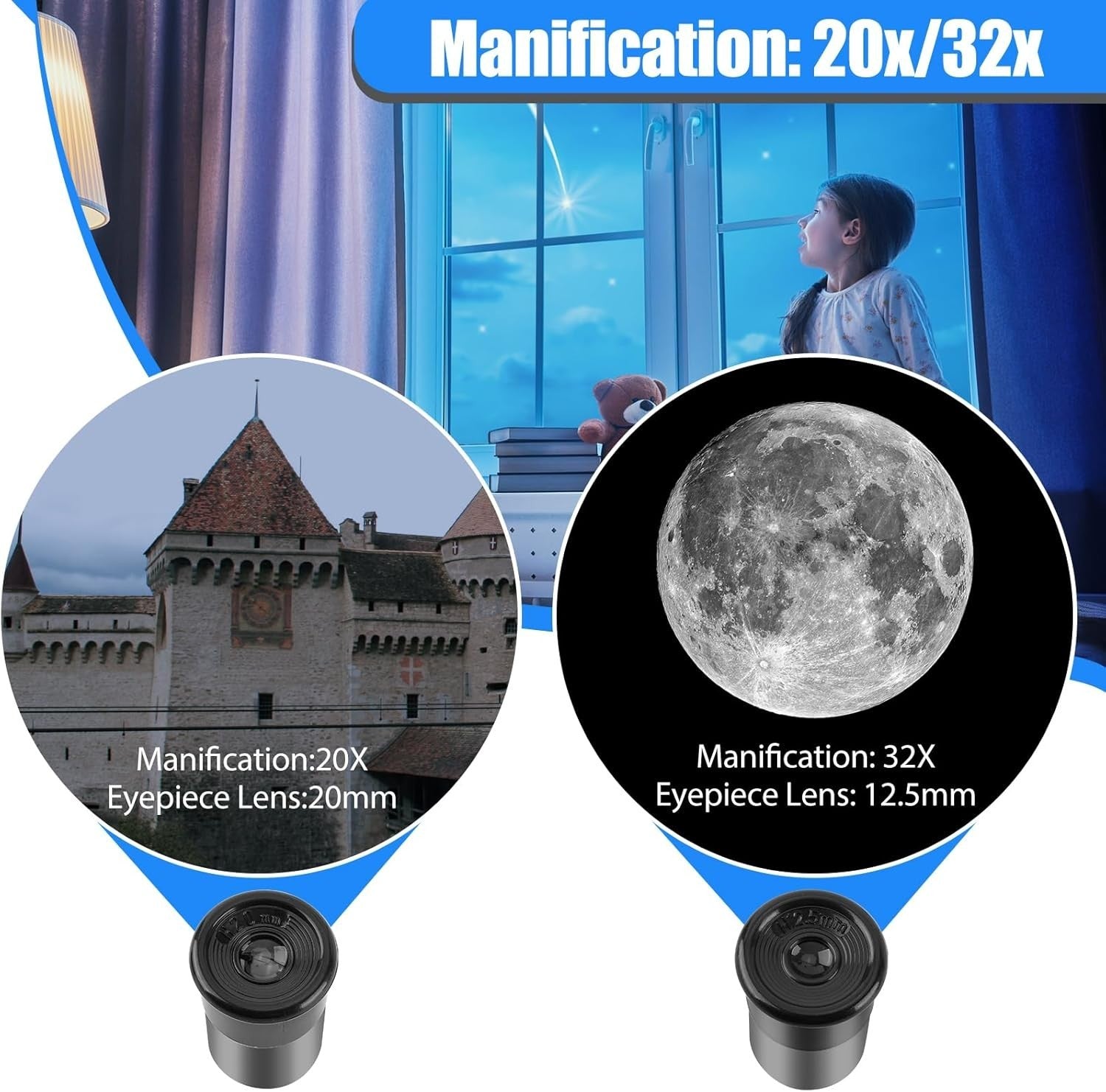 40mm 400mm Beginner Refractor Telescope w/ Tripod Finder Scope Silver