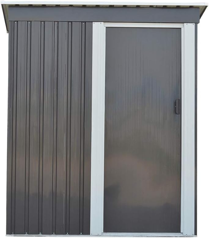 Metal Garden Storage Shed 5x3ft Waterproof Outdoor Tool Shed with Apex Roof Grey