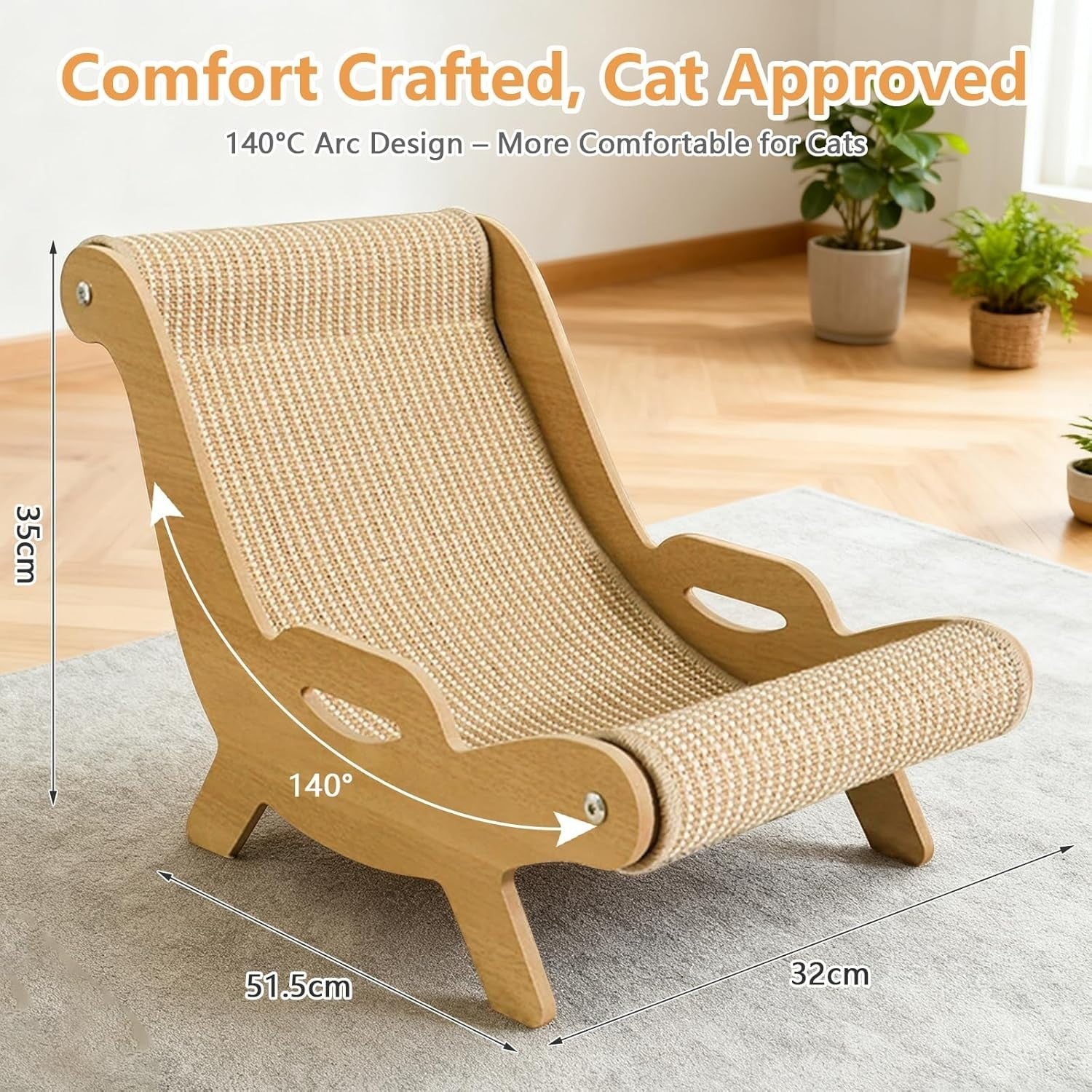 Hemp Rope Cat Scratcher Bed Recliner Chair w Replaceable Cushion