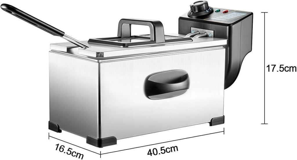 10L Deep Fat Fryer 2500W Stainless Steel Adjustable Temp Basket Lid