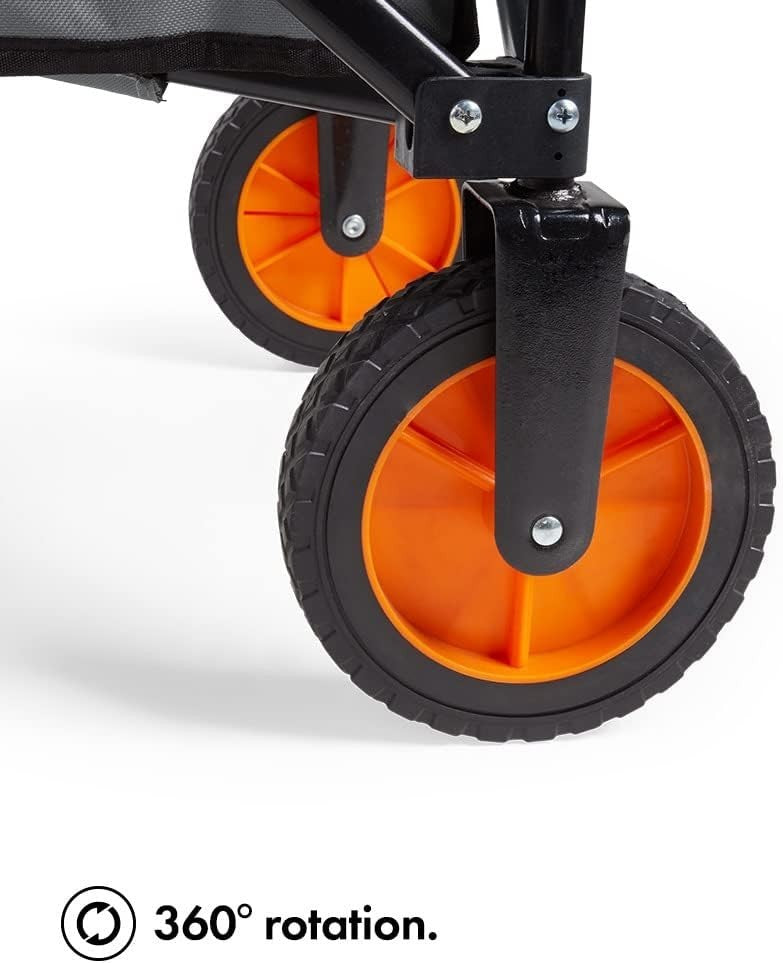Collapsible Garden Cart Wagon 70kg Load Steel Frame Telescopic Handle w/ Brakes