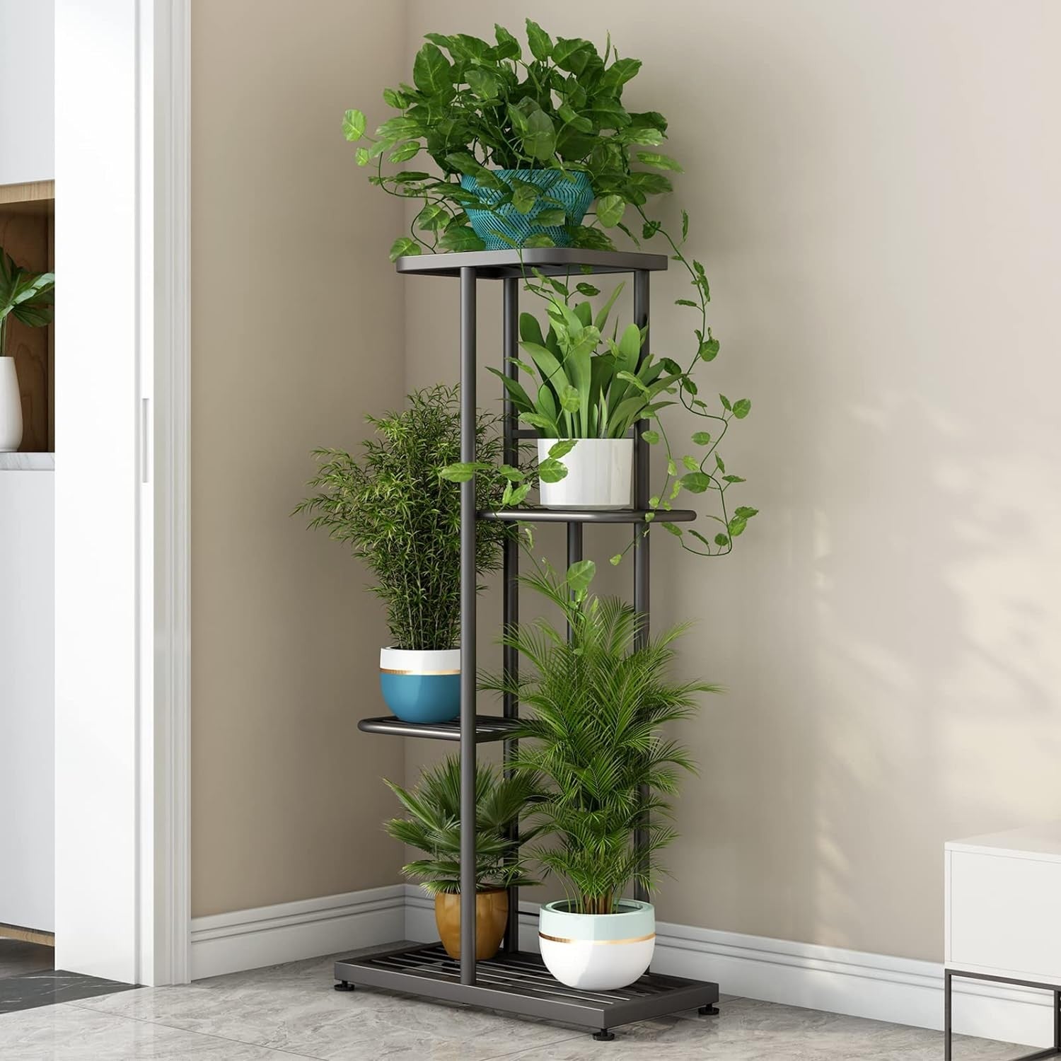 4 Tier Metal Plant Stand Indoor Outdoor Flower Pot Display Rack for Patio