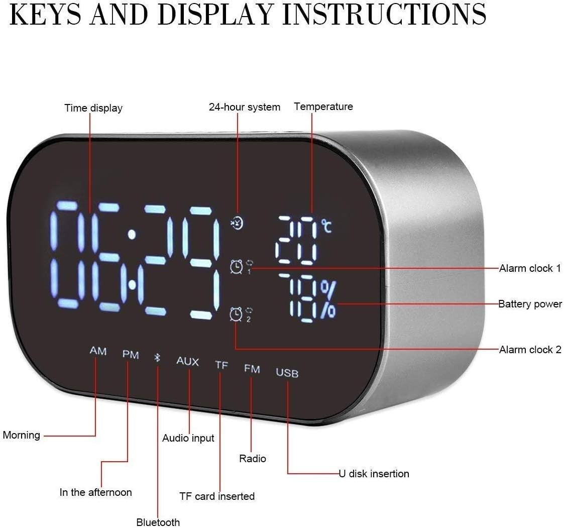Pink Digital Alarm Clock Radio LED Display Stereo Speakers Snooze