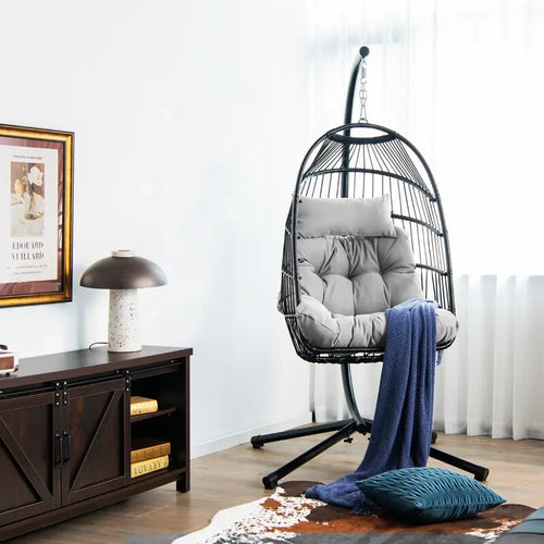 Hanging Egg Swing Chair with Stand & Cushions | 150kg Load | Indoor/Outdoor