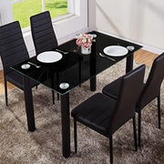 Rectangular Dining Table 120x70cm Black Glass Metal Legs Modern Kitchen