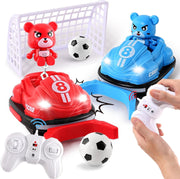 2PCS RC Bumper Car Set with Music Lights & Soccer Game for Kids 5-8