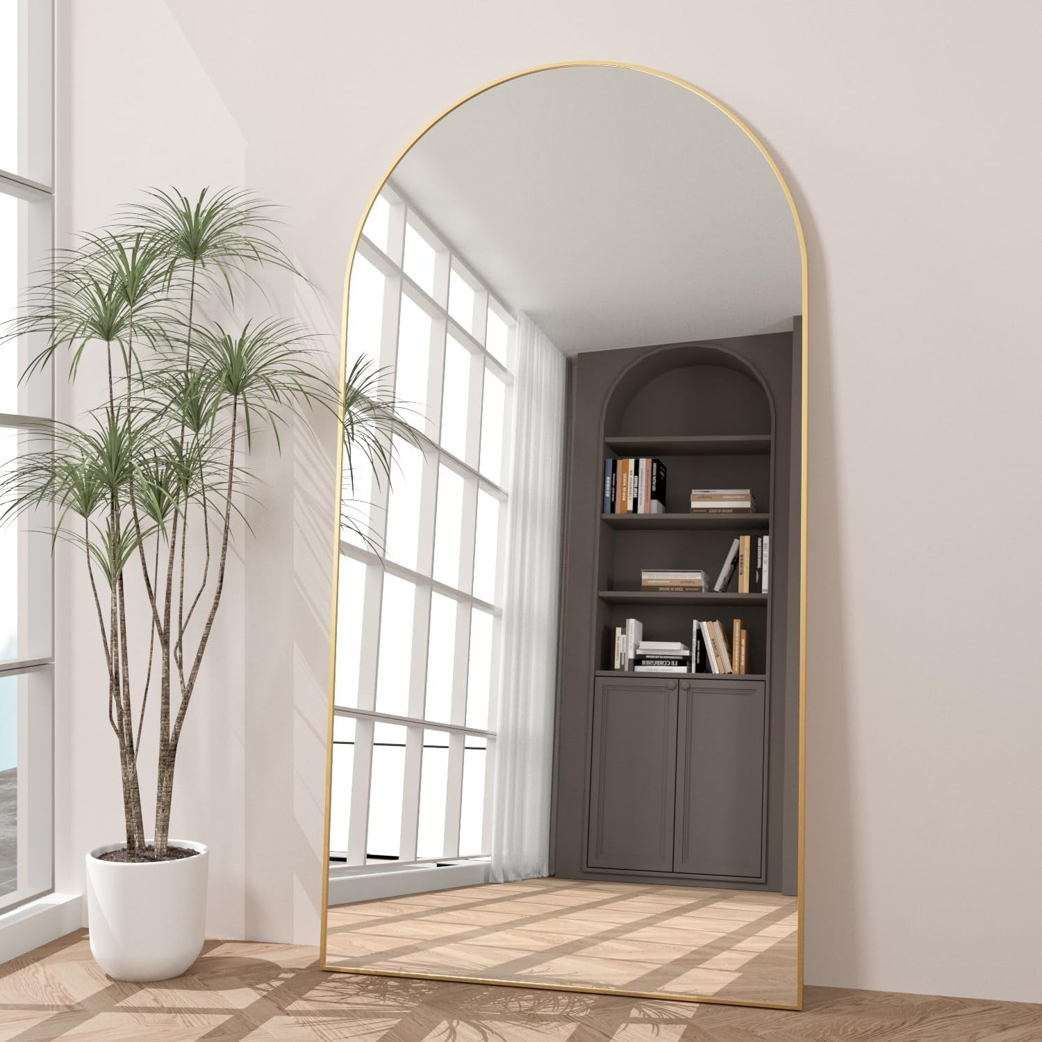 198x96cm Gold Arch Full Length Mirror Wall Leaning Floor Standing Luxury
