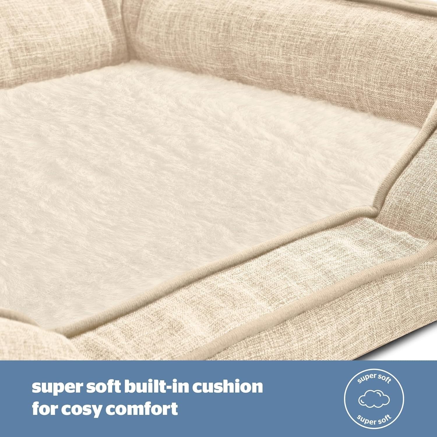 Small Orthopedic Dog Bed 65x49cm Washable Non Slip Natural