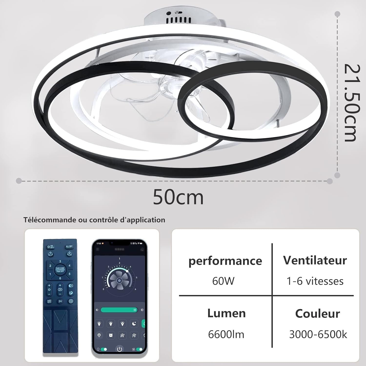 Wildcat Ceiling Fan with Lights Modern LED Dimmable Quiet