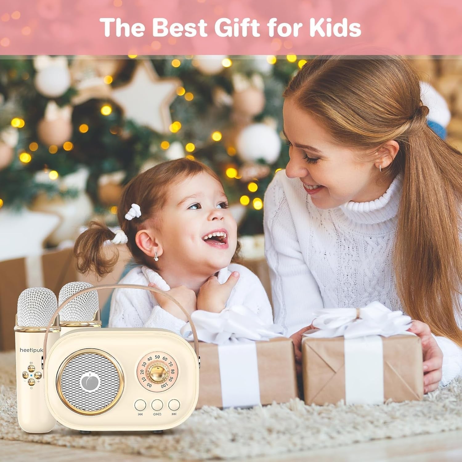 Mini Karaoke Machine Portable Bluetooth Speaker 2 Wireless Mics Kids Teens