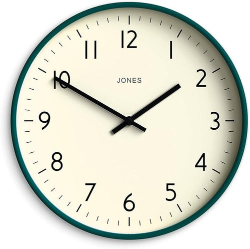 30cm Silent Wall Clock Dark Green | Modern Round Easy-Read Home Office Decor