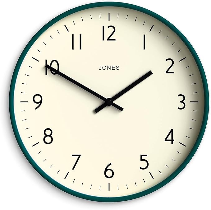 30cm Silent Wall Clock Dark Green | Modern Round Easy-Read Home Office Decor