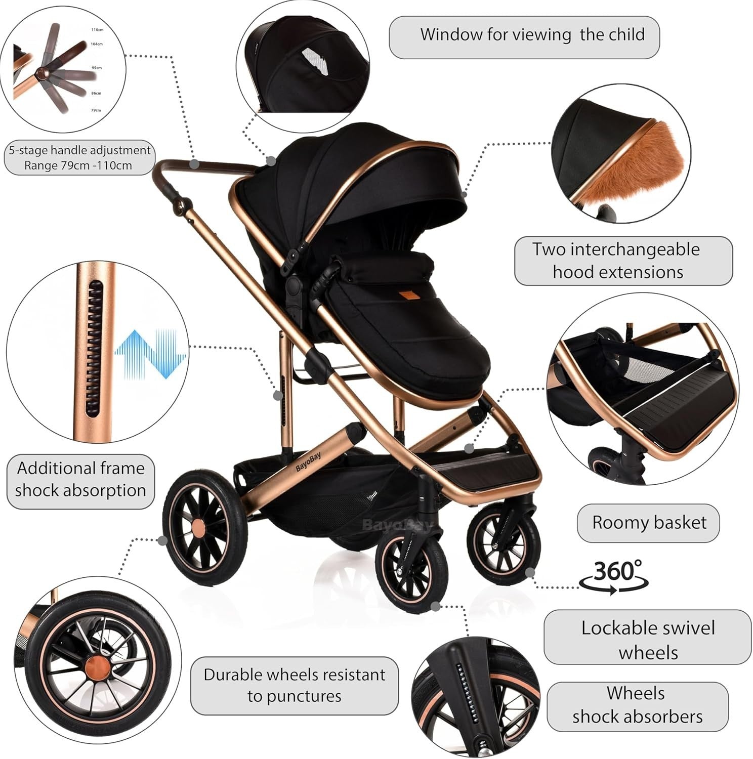 3 in 1 Baby Travel System Pram Pushchair Car Seat From Birth to 22kg