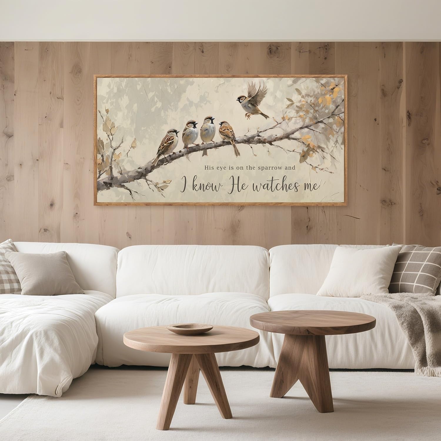 Christian Wall Art His Eye Is on the Sparrow Bible Verse Framed Canvas 20x40