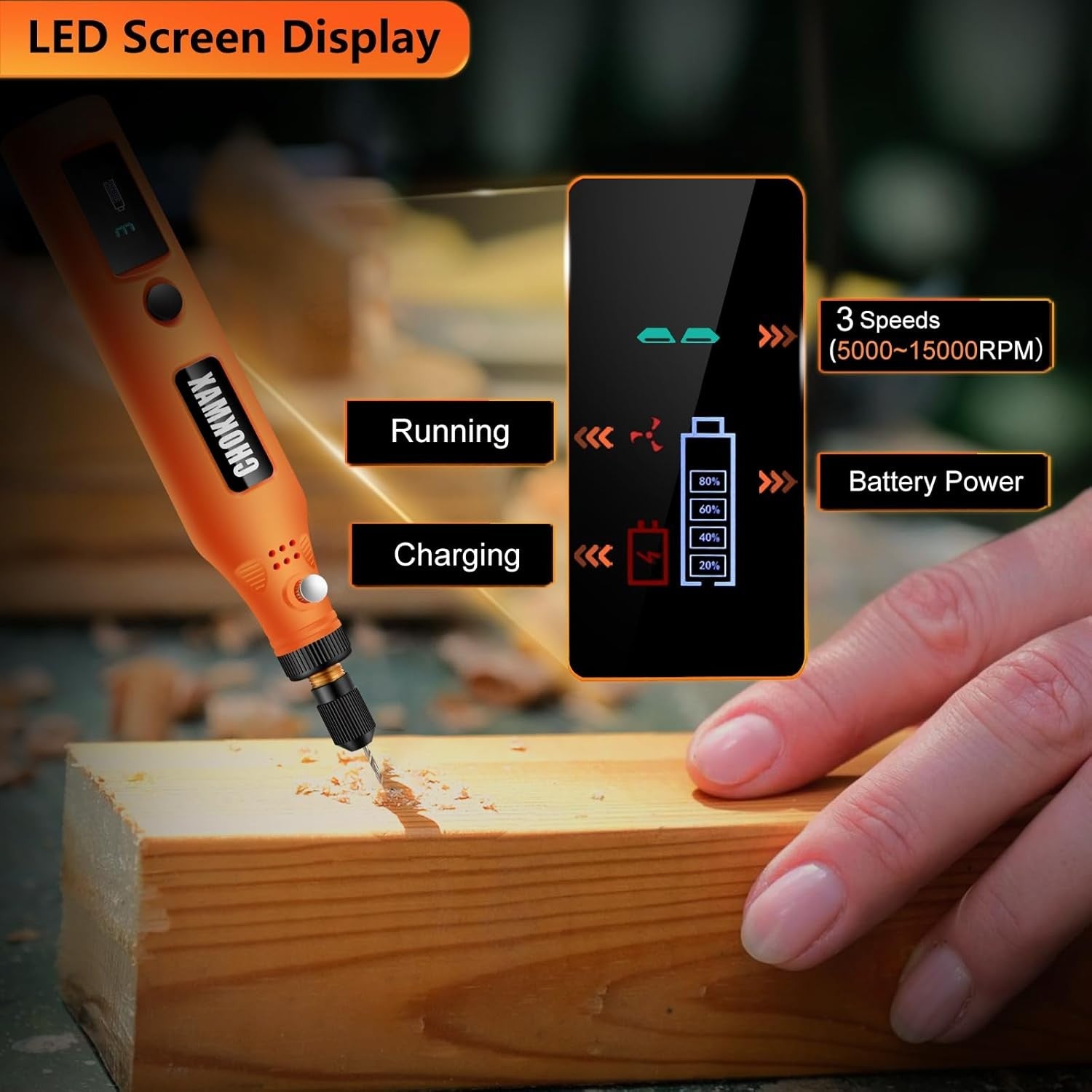 Mini Cordless Rotary Tool Kit 3 Speed USB Rechargeable with 72 Accessories