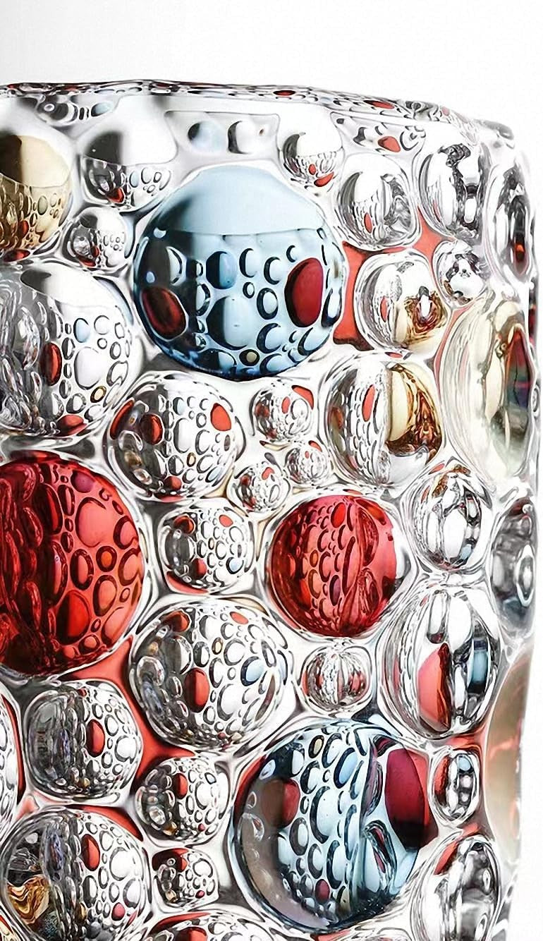 Large Crystal Glass Flower Vase 11.8in Colorful Dot Modern Home Décor