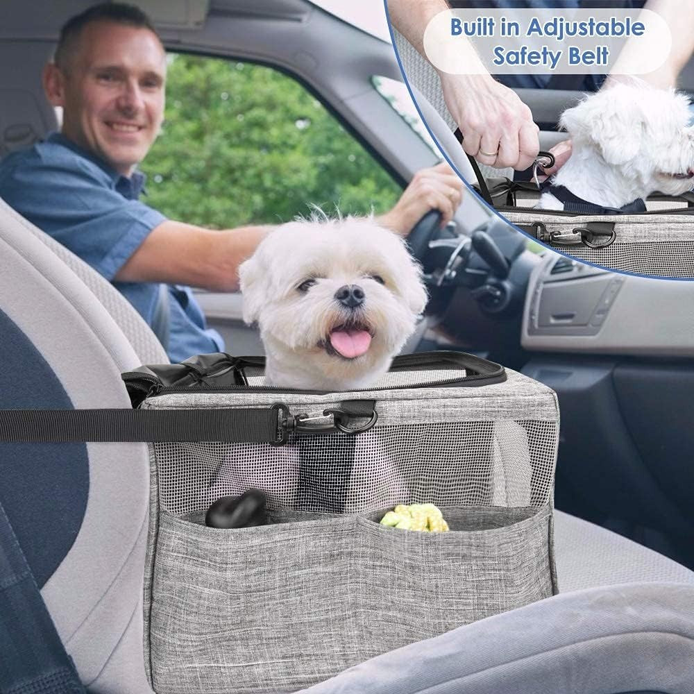 Dog Car Seat Booster Carrier Foldable Travel Crate Mesh Window 15lb
