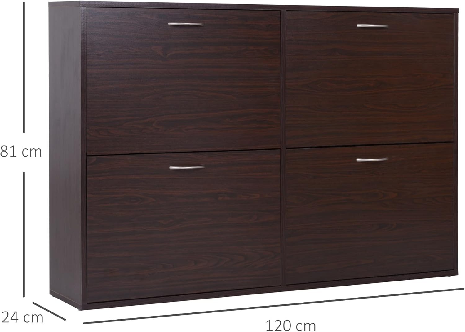 Modern 4-Drawer Shoe Cabinet Storage Unit – Slim Hallway Organiser 120x24x81cm