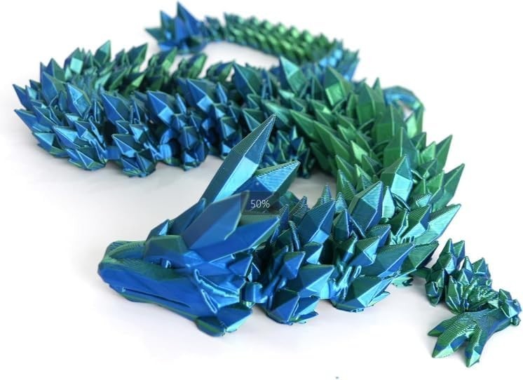 24in Green-Blue Pearly 3D Printed Dragon Articulated Fantasy Fidget Toy