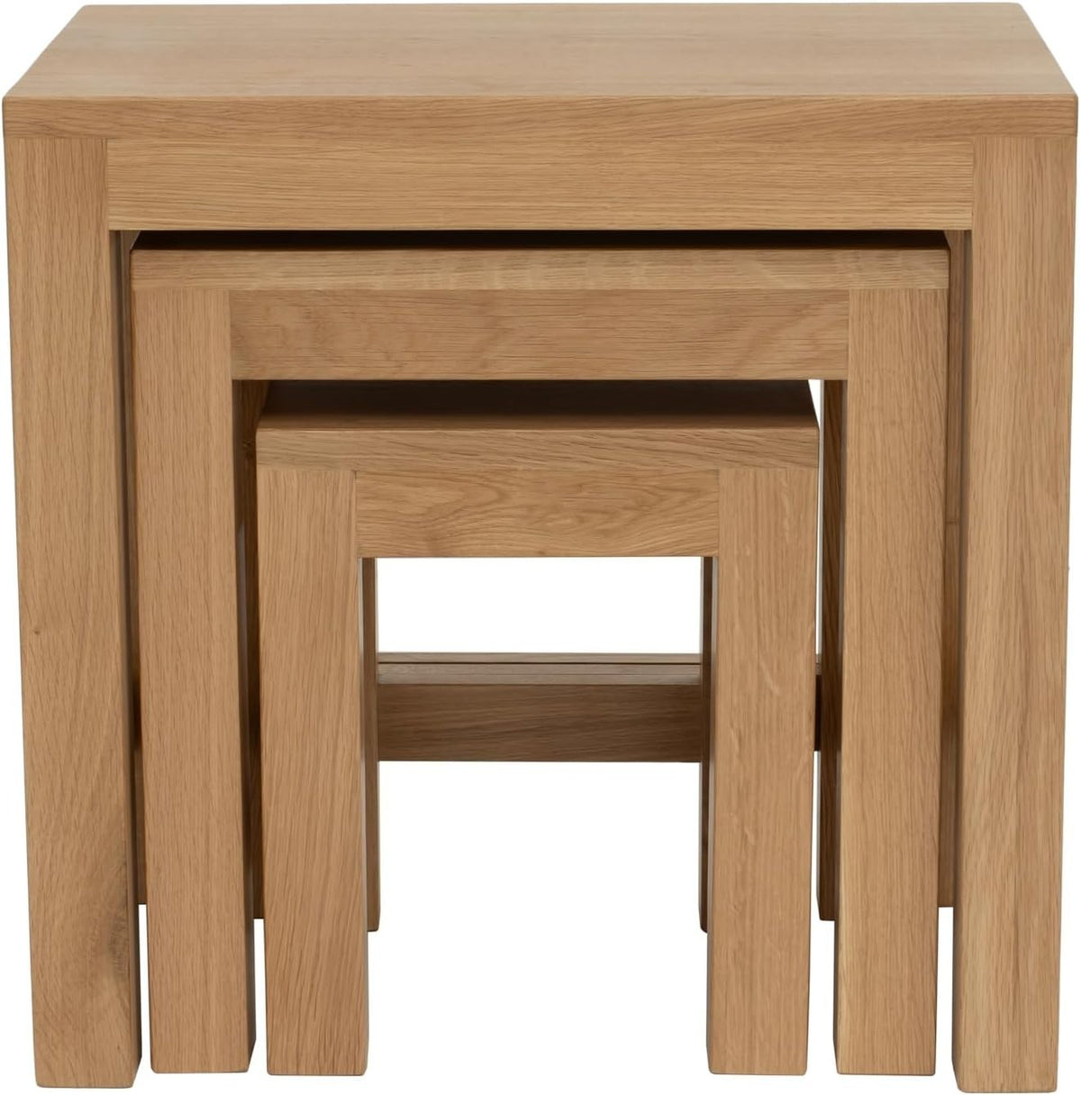 Oak Wood Nesting Tables Set of 3 End Side Coffee Table Nest Stackable