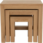 Oak Wood Nesting Tables Set of 3 End Side Coffee Table Nest Stackable