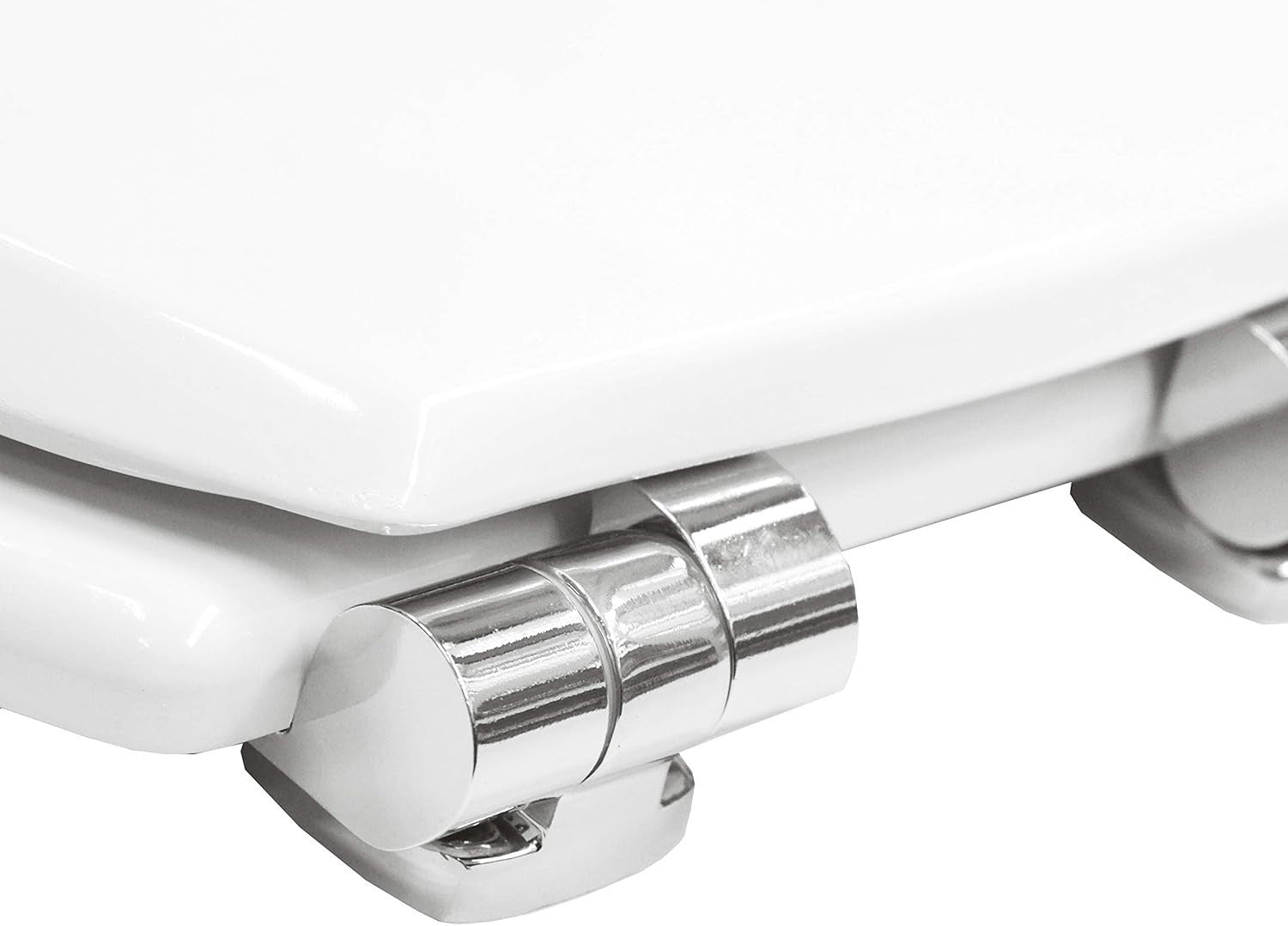 Memphis Soft Close Toilet Seat White Wooden Chrome Hinges Universal Fit