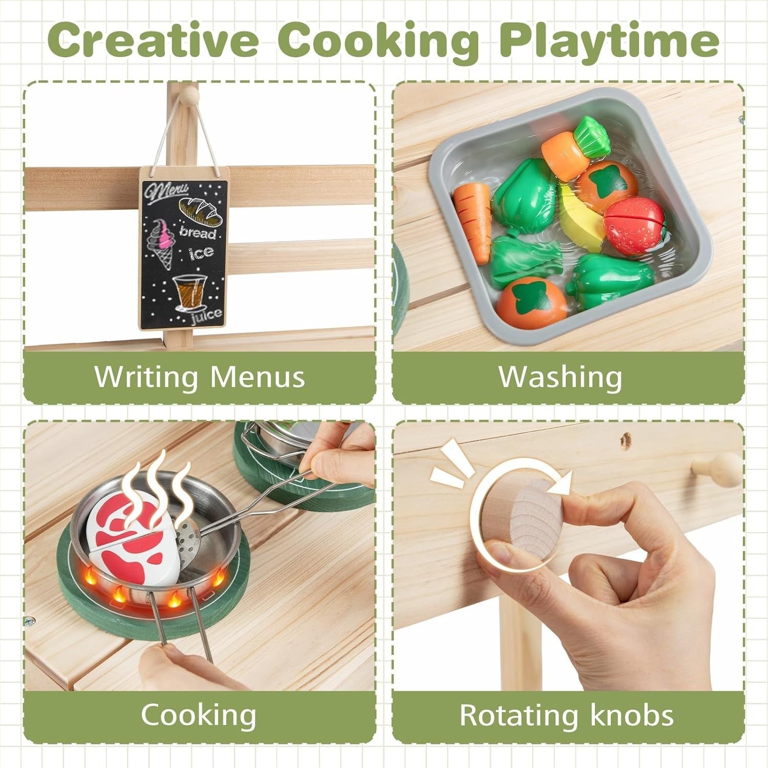 Outdoor Kids Mud Kitchen Wooden Playset Chalkboard Sink Toy